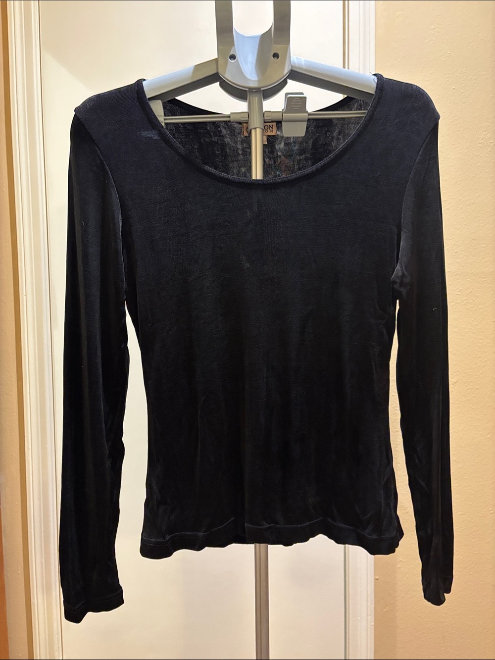 Allison Taylor Black Long Sleeve Scoop Neck Top
